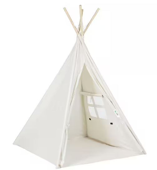 Tall Super Large Natural Cotton Canvas Teepee Tent for Kids Indoor and Outdoor Playing 8 ft.