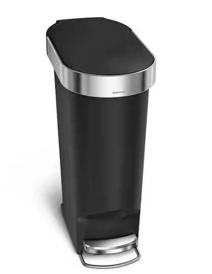 Gray Plastic Slim Kitchen Step Trash Can 40 l/10.6 Gal.