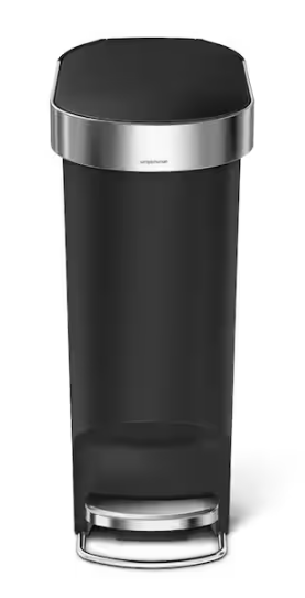 Gray Plastic Slim Kitchen Step Trash Can 40 l/10.6 Gal.