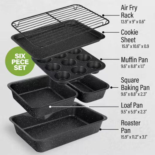 Classic Blue StackMaster 6-Piece Carbon Steel Diamond Infused Nonstick Space Saving Stackable Bakeware Set