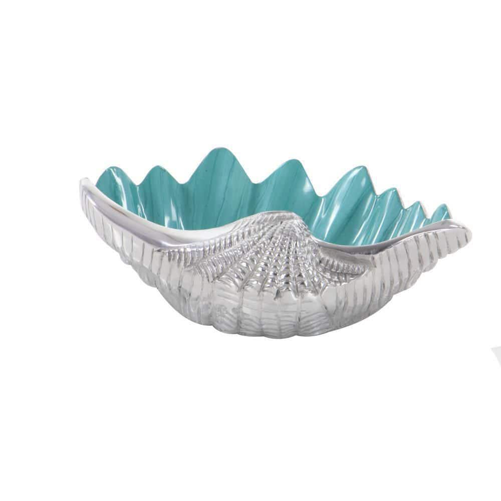 Silver Shell Shell Decorative Serving Bowl with Enamel Interior