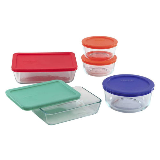 Simply Store 10 Piece Glass Storage Bakeware Set with Assorted Colored Lids