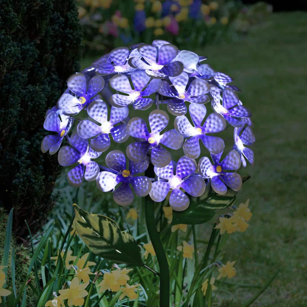 Purple Metal Garden Stake Solar Hydrangea 1.77 ft.