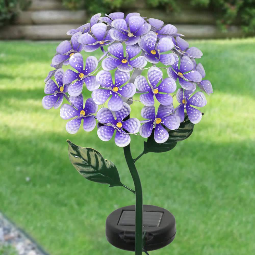 Purple Metal Garden Stake Solar Hydrangea 1.77 ft.