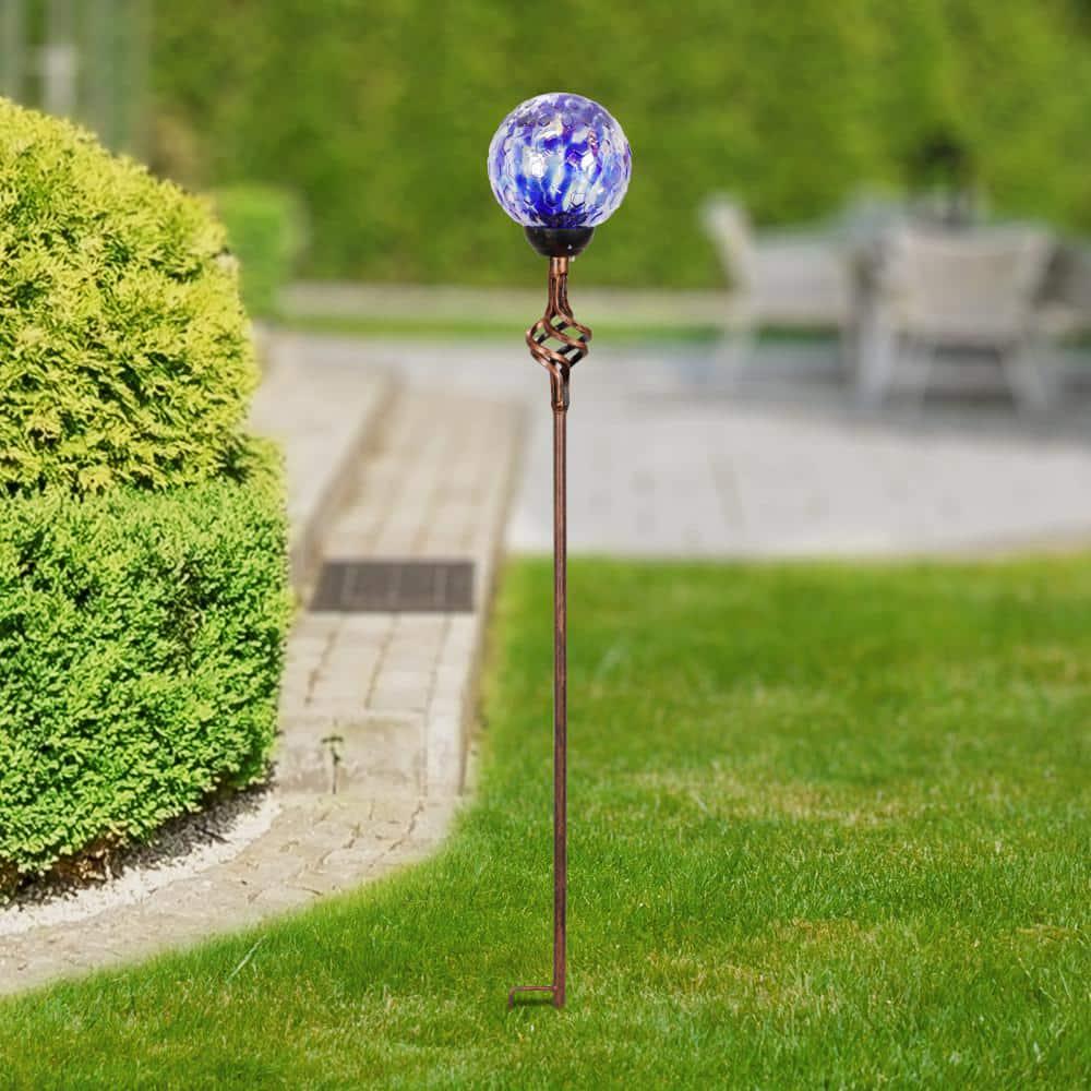 Solar Pearlized Honeycomb 2.58 ft. Blue Metal Garden Stake