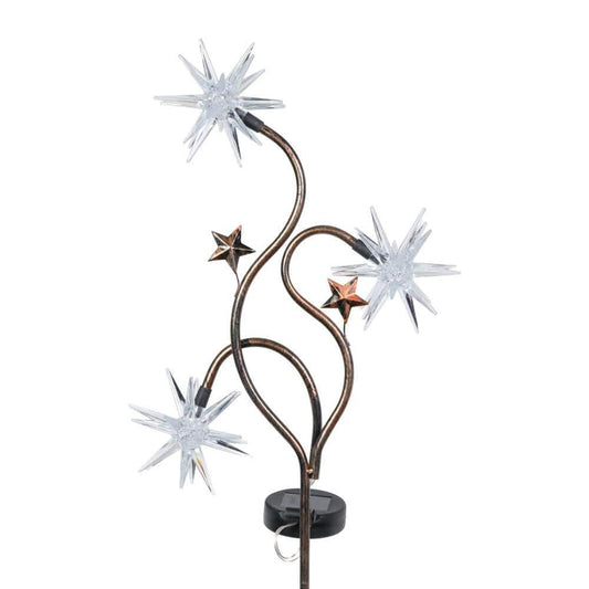 Solar Triple Starburst 2.75 ft. Patriotic Metal Garden Stake