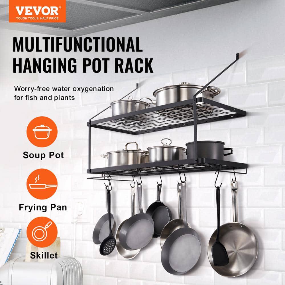 Wall Mounted Pot Rack 30 in. Pot and Pan Hanging Rack 55 lbs. Loading Weight Pot and Pan Hanger,Black