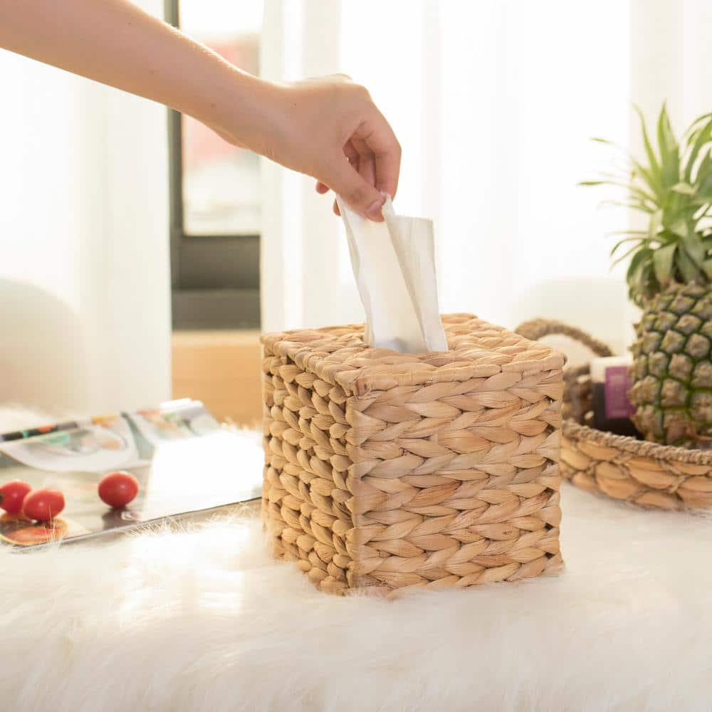 Water Hyacinth Wicker Rectangular Tissue Box Cover