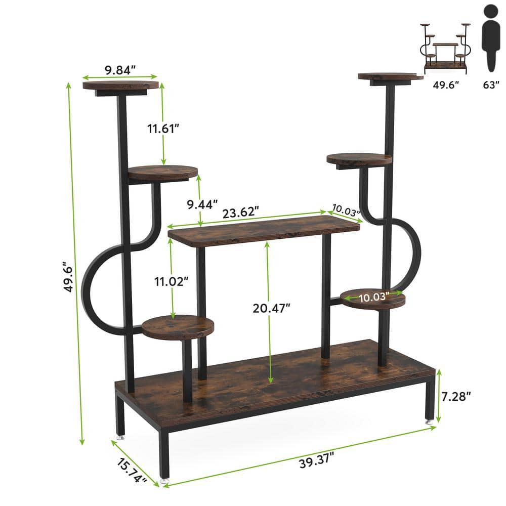 Rustic Brown Round Wood Corner Plant Stand Indoor, 8 Tier Potted Ladder Holder Flower Rack Shelves Wellston 47.2 in. H