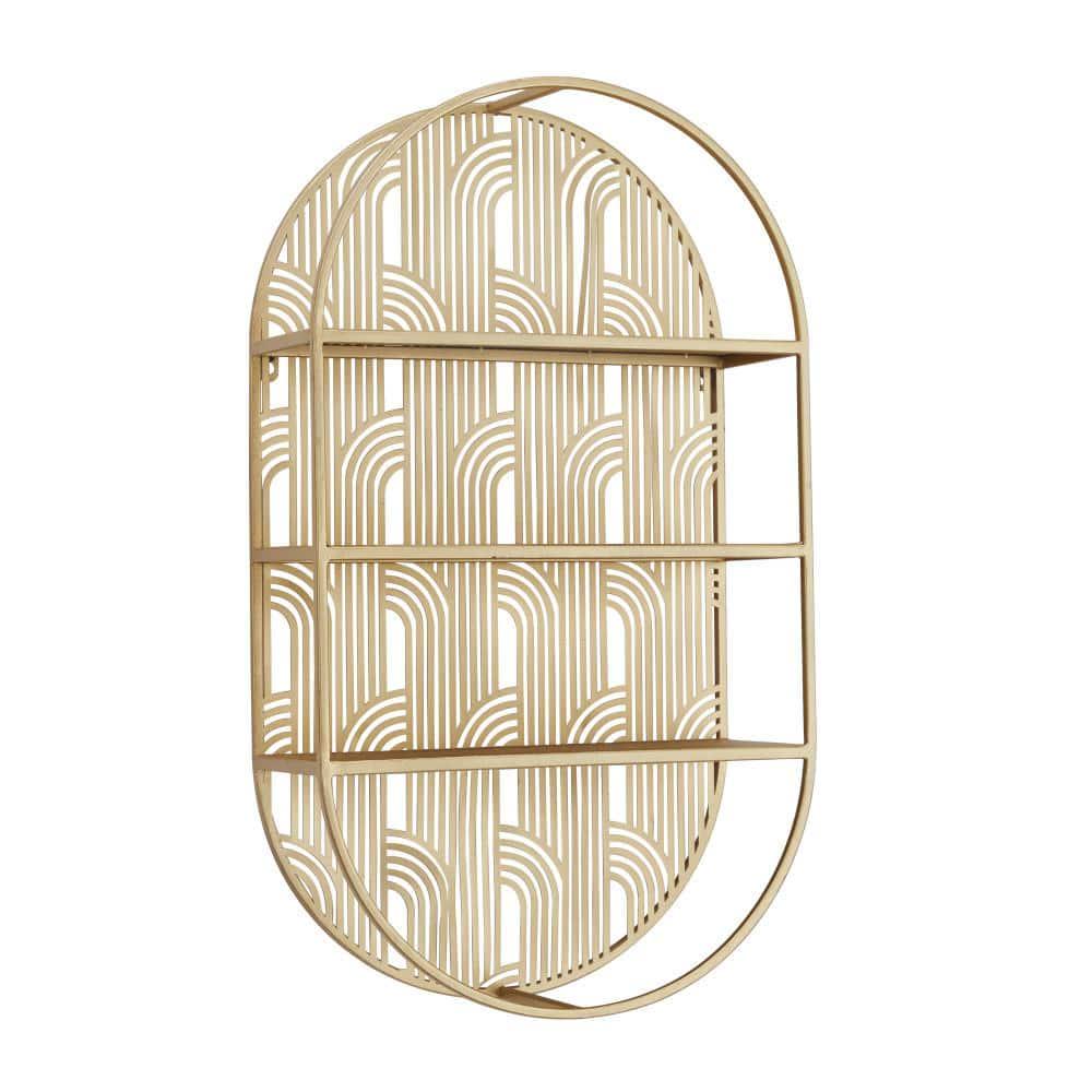 Gold Arched 3 Shelves Metal Wall Shelf 16 in. x 24 in.